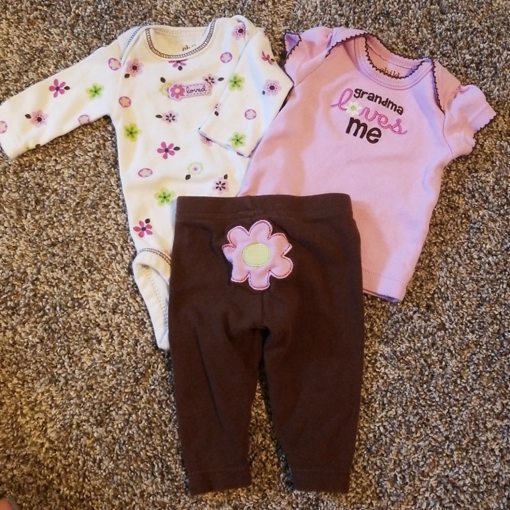 Set of Purple and Brown NB baby girl outfit
